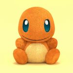  3d animated animated_gif blue_eyes charmander commentary english_commentary gen_1_pokemon photorealistic pokemon realistic shadow sitting smile solo spinning 