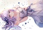  aikatsu! dress hikami_sumire long_hair purple_eyes purple_hair ribbons 