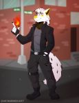  absurd_res anthro canid canine canis clothed clothing digital_media_(artwork) egyptian fire fur gloves goldomond hair handwear hi_res looking_at_viewer magician male mammal mcnubbies smile solo wolf 