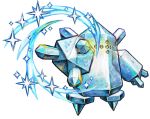  commentary cortoony creature english_commentary gen_3_pokemon icy_wind_(pokemon) legendary_pokemon no_humans pokemon pokemon_(creature) regice solo standing transparent_background wind 