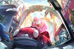  2020 accessory car classic_amy_rose classic_sonic_(universe) detailed_background eulipotyphlan female green_eyes headband hedgehog hi_res mammal miitara motion_lines open_mouth open_smile smile sonic_the_hedgehog_(series) vehicle video_games 