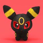  3d animated animated_gif character_doll cortoony creature full_body gen_2_pokemon photorealistic pink_background pokemon pokemon_(creature) realistic red_eyes shadow simple_background solo spinning standing still_life umbreon 