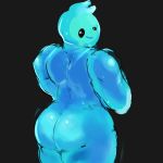  1:1 2019 blue_body butt butt_focus clothing epic_games fingerless_gloves fortnite glistening gloves goo_creature handwear hi_res humanoid looking_back male mostly_nude not_furry rebouwu rippley simple_background solo video_games 