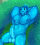  2019 absurd_res balls big_muscles big_penis blue_balls blue_body blue_penis epic_games erection fortnite genitals goo_creature hands_behind_head hi_res humanoid humanoid_penis male muscular muscular_male nipples not_furry nude pecs penis rippley smile solo urbanmonster video_games 