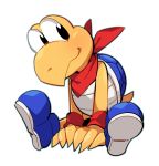  2019 armband clothed clothing footwear koopa_troopa kooper male mario_bros nintendo paper_mario scalie scarf shell simple_background sitting smile solo sunoko24 video_games white_background 
