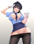  areola no_bra nopan open_shirt pantyhose re:shimashima uniform 