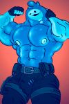  2019 abs balls belt big_muscles blue_body bottomwear bulge clothed clothing epic_games fingerless_gloves fortnite genital_outline genitals gigathicc99 gloves goo_creature handwear hi_res huge_muscles humanoid male muscular muscular_male navel nipples not_furry pants pecs penis penis_outline rippley smile solo tight_bottomwear tight_clothing tight_pants topless torn_bottomwear torn_clothing torn_pants video_games 