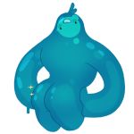  1:1 2019 blue_body butt butt_focus ebolasan epic_games fortnite goo_creature humanoid male not_furry nude rippley simple_background solo sparkles video_games white_background 