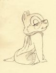  2017 3_toes anthro cheek_tuft chipmunk clarice_(disney) clothed clothing disney eyelashes facial_tuft feet female ground_squirrel half-closed_eyes looking_at_viewer looking_back mammal monochrome narrowed_eyes rodent sciurid simple_background sitting sketch sweater terraaai toes topwear tuft virgin_killer_sweater 