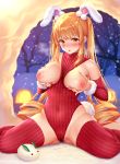  animal_ears breast_grab breasts bunny_ears cameltoe nipples open_shirt re:shimashima tail thighhighs 