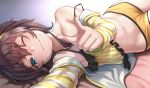  brown_hair close hololive joeychen natsuiro_matsuri navel shorts wink 