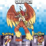  1:1 2019 ambiguous_gender avian beak bird blaziken blue_background claws clothing conditional_dnp crossover digimon digimon_(species) feathers fusion garudamon handwear hi_res nintendo pok&eacute;mon pok&eacute;mon_(species) red_body red_feathers simple_background video_games villiamboom1 wings yellow_body yellow_feathers 