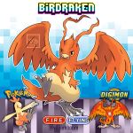  1:1 2019 ambiguous_gender avian beak bird birdramon blue_background combusken conditional_dnp crossover digimon digimon_(species) feathers fusion hi_res nintendo orange_body orange_feathers pok&eacute;mon pok&eacute;mon_(species) simple_background teeth video_games villiamboom1 wings 