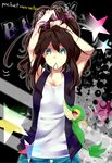  adjusting_hair gen_5_pokemon hairband mouth_hold no_hat no_headwear pokemon pokemon_(creature) pokemon_(game) pokemon_bw ponytail shibata snivy touko_(pokemon) vest 