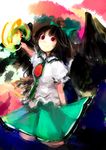  bad_id bad_pixiv_id black_hair highres red_eyes reiuji_utsuho ribbon solo tasu_tasuta touhou wings 