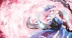  fan folding_fan ghost hat pink_hair red_eyes saigyouji_yuyuko short_hair solo tokiame touhou 