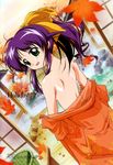  andou_mahoro back highres japanese_clothes mahoromatic off_shoulder onsen purple_hair solo topless undressing watanabe_tooru 