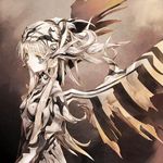  armor long_hair original sepia solo sumi_keiichi wings 