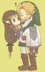  1girl blue_eyes carrying closed_eyes earrings elbow_gloves gloves hat jewelry link pointy_ears princess_carry princess_zelda smile the_legend_of_zelda the_legend_of_zelda:_twilight_princess tiara tsutsuji 