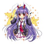  animal_ears blazer bunny_ears headphones jacket listening_to_music long_hair necktie purple_hair red_eyes reisen_udongein_inaba solo touhou usagihime 