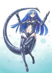  alien alien_(movie) blue_hair edo_tatsuki long_hair personification red_eyes solo tail thighhighs xenomorph 