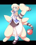  ^_^ ampharos blonde_hair closed_eyes crossover gen_2_pokemon green_eyes holding holding_poke_ball mary_janes miyo_(miyomiyo01) mizuhashi_parsee pointy_ears poke_ball pokemon pokemon_(creature) pun shoes short_hair smile touhou 