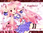  ahoge angel_beats! belt choker cross demon_tail long_hair pink_eyes pink_hair runako school_uniform serafuku skirt solo star tail thigh_strap two_side_up yui_(angel_beats!) 