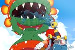  bad_deviantart_id bad_id battle cloud day f.l.u.d.d. from_below mario mario_(series) matt_cummings petey_piranha piranha_plant sky super_mario_bros. super_mario_sunshine water 