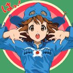  brown_eyes brown_hair cosplay earrings go!go!_maniac hat hirasawa_yui jewelry k-on! kawa_(river) kaze_no_tani_no_nausicaa lowres nausicaa nausicaa_(cosplay) open_mouth round_teeth solo teeth 