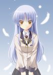  angel_beats! nanashi_(soregashi) school_uniform silver_hair solo tenshi_(angel_beats!) yellow_eyes 