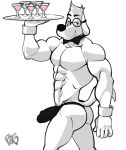  5_fingers alcohol anthro anthrofied beverage big_muscles blue_eyes bobthetanuki bow_tie butt canid canine canis clothing domestic_dog dreamworks erection eyewear fingers fur genitals glasses jay_ward_productions looking_back male mammal mr._peabody mr._peabody_and_sherman mr.peabody_and_sherman muscular muscular_male penis solo white_body white_fur wine wine_glass 