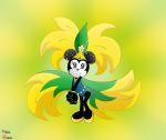  2020 4_fingers anthro clothing dancing disney female fingers footwear front_view gradient_background green_background hi_res high_heels jewelry lady-hanno-art mammal minnie_mouse mouse murid murine necklace rodent samba samba_outfit shoes simple_background yellow_background 