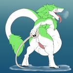  1:1 abdominal_bulge anal balls belly big_belly bodily_fluids butt cum genital_fluids genitals hi_res hyper_sperm inflation male nul penis sergal solo tight_fit tongue undeadkitty13 