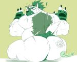  ! 2020 anthro belly big_butt blush butt canid canine canis chashuwuff domestic_dog hi_res humanoid_hands male mammal overweight overweight_male scar simple_background sitting solo sumo tokyo_afterschool_summoners video_games yasuyori 