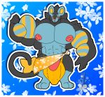  anthro anthrofied balls big_balls big_muscles big_penis bulge clothing flexing flower flower_background frown genitals hi_res huge_balls huge_muscles huge_penis hyper hyper_balls hyper_bulge hyper_genitalia hyper_muscles hyper_penis kokoro-doll luxray male muscular nintendo nipples penis plant pok&eacute;mon pok&eacute;mon_(species) underwear video_games 