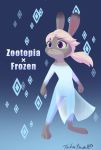  2019 anthro blue_background crossover dipstick_ears disney frozen_(movie) fur gradient_background grey_body grey_fur hi_res judy_hopps lagomorph leporid mammal multicolored_ears purple_eyes rabbit simple_background solo standing takatmadisney zootopia 