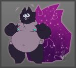  anthro big_tail blush canid canine canis eyes_closed glowing glowing_tail kokoro-doll male mammal nipples overweight overweight_male saryn_(kokoro-doll) smile thick_thighs wolf 