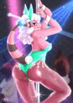  absurd_res anthro breasts butt camel_toe clothed clothing female female_focus fishnet_clothing flaaffy group hi_res leotard looking_at_viewer nintendo pink_body pok&eacute;mon pok&eacute;mon_(species) pole raised_tail rigi solo_focus video_games 