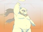  2019 4:3 anthro belly genitals humanoid_hands inunoshippo kemono male mammal moobs nipples overweight overweight_male penis solo 