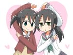  2girls bags_under_eyes black_hair green_eyes kuroki_tomoko multiple_girls nemoto_hina ponytail sailor_collar twintails watashi_ga_motenai_no_wa_dou_kangaetemo_omaera_ga_warui! younger 