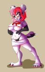  2020 4_toes 5_fingers anthro areola breasts canid canine canis digital_media_(artwork) domestic_dog female fingers furkinghell hair hi_res mammal midriff navel nintendo nipples open_mouth pok&eacute;mon red_hair solo standing team_rocket teeth toes tongue video_games 