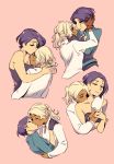  2girls blonde_hair breasts catherine_(fire_emblem) cleavage closed_mouth couple dark_skin fire_emblem fire_emblem:_three_houses gloves highres hug kiss multiple_girls neck_kiss purple_hair shamir_nevrand teires_(teir3s) touching yuri 