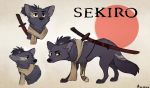  2019 ambiguous_gender aseethe black_nose canid canine canis digital_media_(artwork) feral fromsoftware fur grey_body grey_fur mammal melee_weapon paws quadruped sekiro_shadows_die_twice sekiro_wolf solo standing sword video_games weapon wolf 