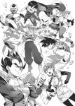  1girl 6+boys anger_vein annoyed armor bald bangs black_eyes black_legwear blunt_bangs boots bowl_cut braid bulma cape clenched_hands clothes_writing collarbone commentary_request cowboy_shot crossed_arms diadem dirty dirty_clothes dirty_face dougi dragon_ball dragon_ball_(object) dragon_ball_z dutch_angle evil_grin evil_smile expressionless facial_hair father_and_son fighting_stance floating_rock frieza frown gloves greyscale grin hairband hands_on_hips inzup korean_commentary kuririn laughing long_sleeves looking_down looking_up monochrome multiple_boys muscle mustache nappa nervous open_mouth pantyhonse piccolo pointy_ears rock scared scouter screaming short_hair simple_background smile son_gohan son_gokuu spiked_hair straight_hair sweatdrop tail teeth torn_clothes turban upper_teeth v-shaped_eyebrows vegeta veins white_background white_gloves wristband zarbon 