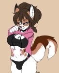  2020 anthro areola blue_eyes breasts brown_hair bulge canid canine canis digital_media_(artwork) domestic_dog eyebrows eyelashes furkinghell gynomorph hair intersex mammal midriff navel nipples solo this_was_an_invalid_tag_name 