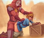  2019 anal anal_penetration blonde_hair blue_eyes breath_of_the_wild clothed clothing digital_media_(artwork) duo from_behind_position hair hair_grab hi_res humanoid humanoid_pointy_ears hylian link looking_back male male/male male_penetrating mammal muscular muscular_male nintendo not_furry open_mouth penetration possumdaddi sex the_legend_of_zelda touching_hair video_games yiga yiga_blademaster 