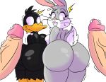  2019 alpha_channel anatid anseriform anthro avian big_butt bird bodily_fluids bugs_bunny butt crossgender daffy_duck disembodied_penis duck duo_focus emanata erection faceless_male female female/female genital_fluids genitals group human humanoid_penis lagomorph leporid looking_back looney_tunes male male/female mammal motion_lines nathanatwar penis precum rabbit shocked simple_background surprise sweat sweatdrop thick_thighs throbbing transparent_background warner_brothers wide_hips 