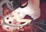  blue_eyes bones dress flowers itou_nanami long_hair original rose white_hair 