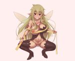  aloe_(ishuzoku_reviewers) boots breasts fairy green_hair highres ishuzoku_reviewers large_breasts long_hair purple_eyes tape_measure thigh_boots thighhighs viking-dutchboy 