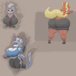  1:1 2020 anthro big_butt blue_body blue_fur breast_squish breasts butt bxulnooxgard camel_toe canid canine canis cleavage clothed clothing crescera crossgender delphox dragon eye_patch eyewear female flayra fur furred_dragon grey_body grey_fur hair hi_res huge_butt hyper hyper_butt leggings legwear looking_at_viewer mammal nintendo nipple_outline open_mouth panties plump_camel_toe pok&eacute;mon pok&eacute;mon_(species) ponytail red_eyes scarf squish star_fox tailwear thick_thighs thigh_squish underwear video_games wide_hips wolf wolf_o&#039;donnell wraps wrist_wraps yellow_body yellow_fur 
